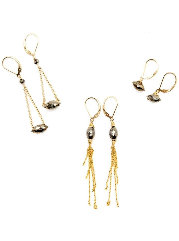 Pyrite Football Drop Earrings