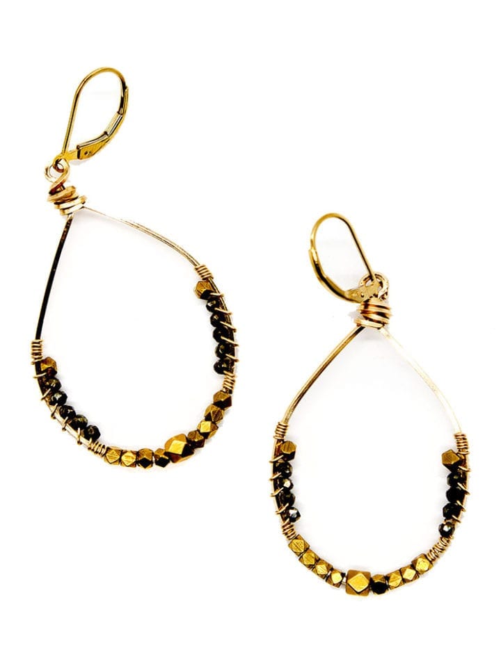 Pyrite Rondelle Tibetan Hoops