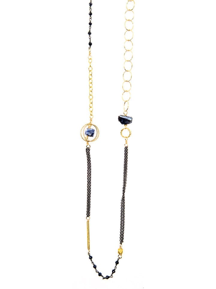 Eclipse Collection Blue Labradorite TL Mixed Chain Necklace