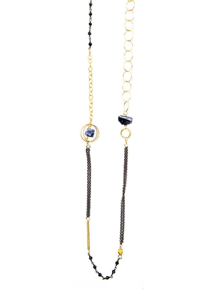 Eclipse Collection Blue Labradorite TL Mixed Chain Necklace