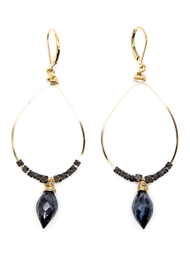 Blue Labradorite Bud Hoops