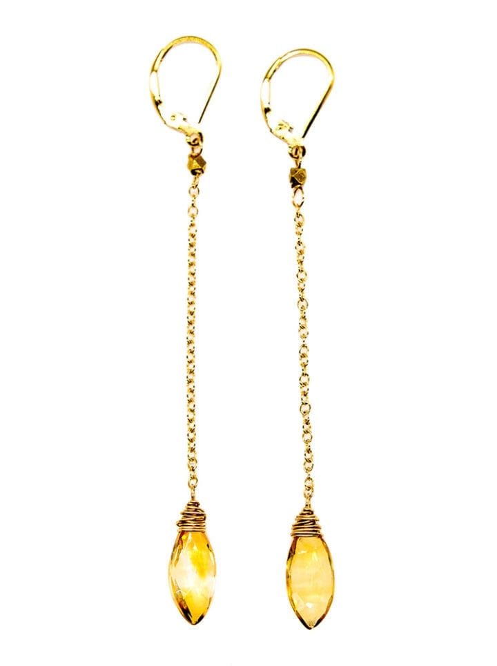 Citrine Linear Leaf Earrings