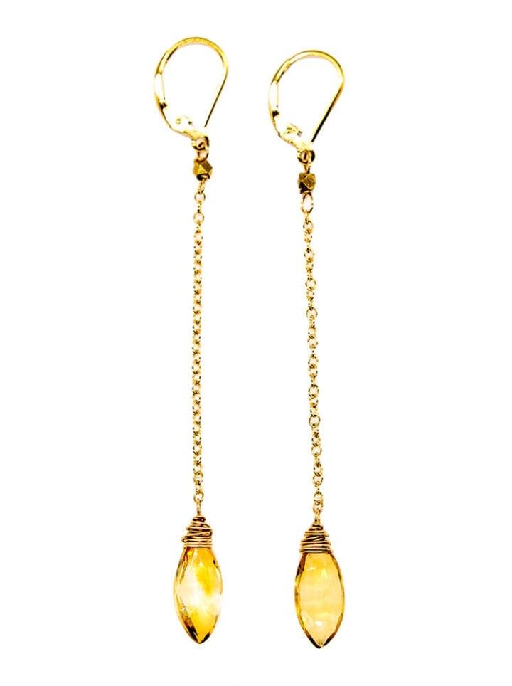 Citrine Linear Leaf Earrings