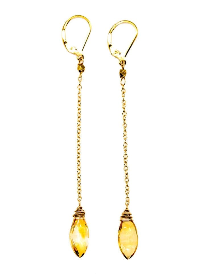 Citrine Linear Leaf Earrings