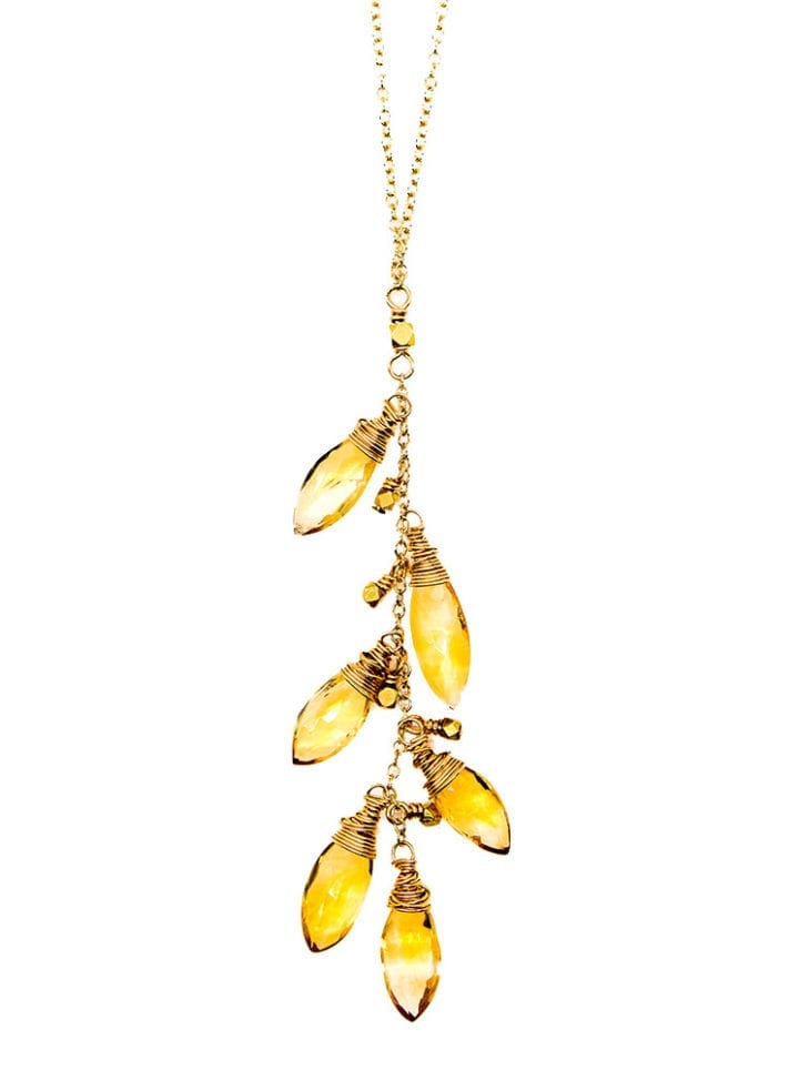 Citrine Leaf Cluster Long Necklace