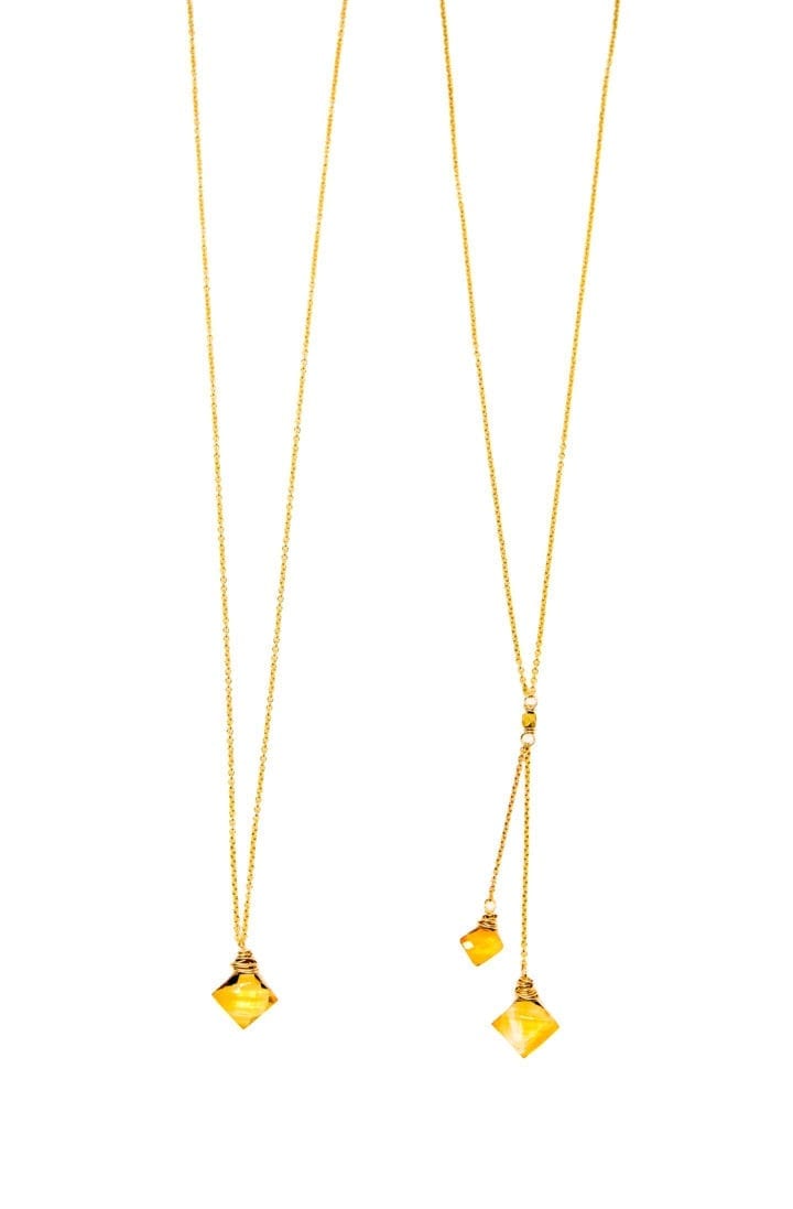 Citrine Diamond Delicate Necklaces