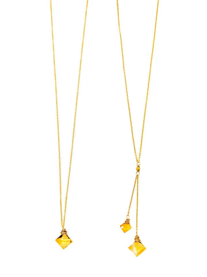 Citrine Diamond Delicate Necklaces