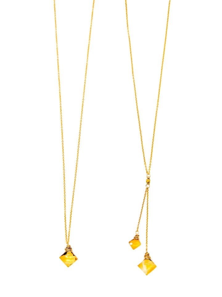 Citrine Diamond Delicate Necklaces