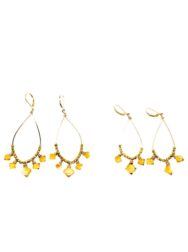 Citrine Diamond Chandelier Hoops