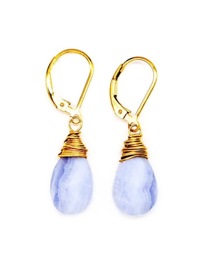 Blue Lace Agate Small Drop Earrings
