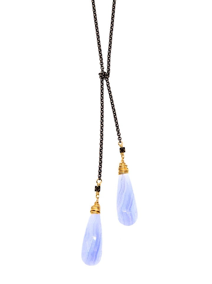 Blue Lace Agate Lariat Necklace