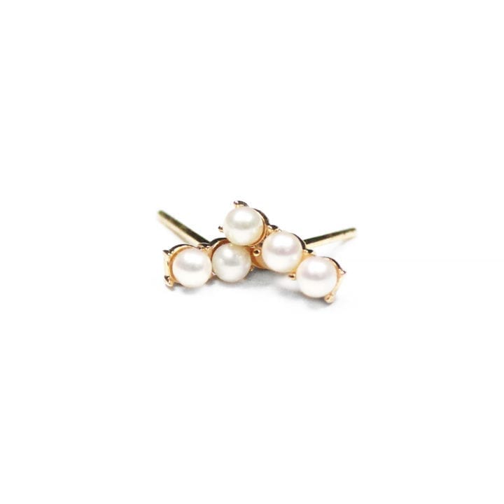 Pearl Triple Dot 14k Gold Studs