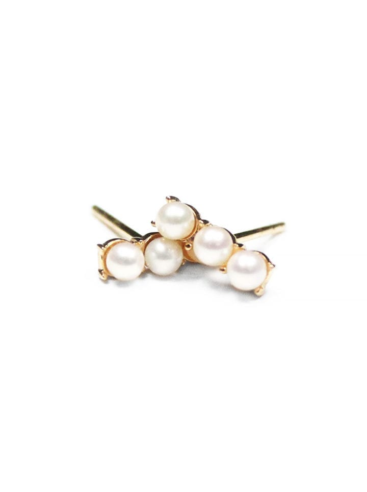 Pearl Triple Dot 14k Gold Studs