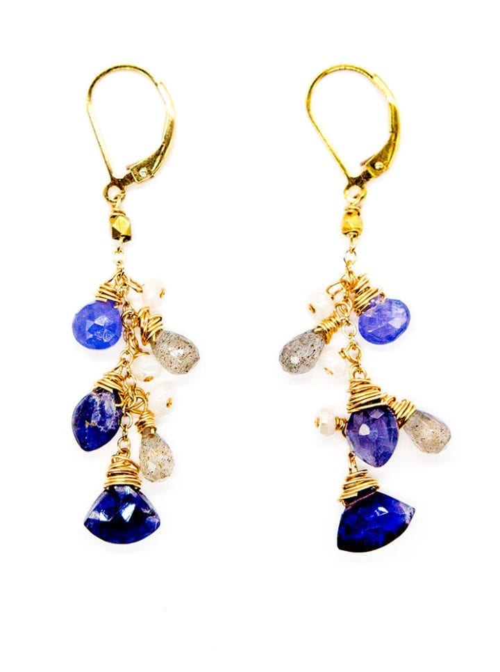 Iolite Cluster Drop Earrings