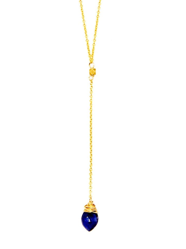 Iolite Leaf Delicate Y Necklace