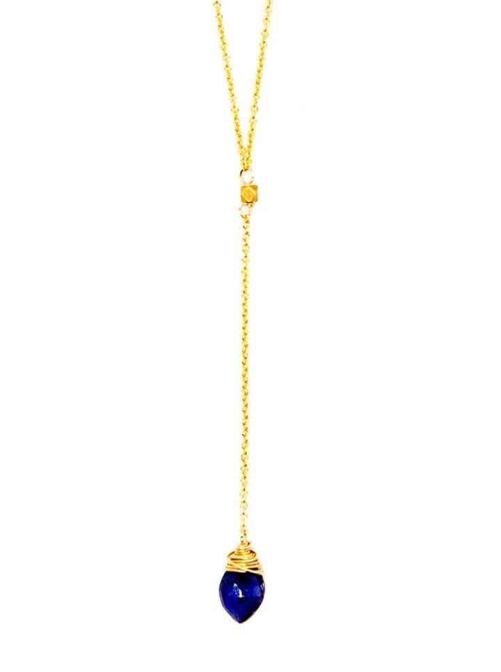 Iolite Leaf Delicate Y Necklace