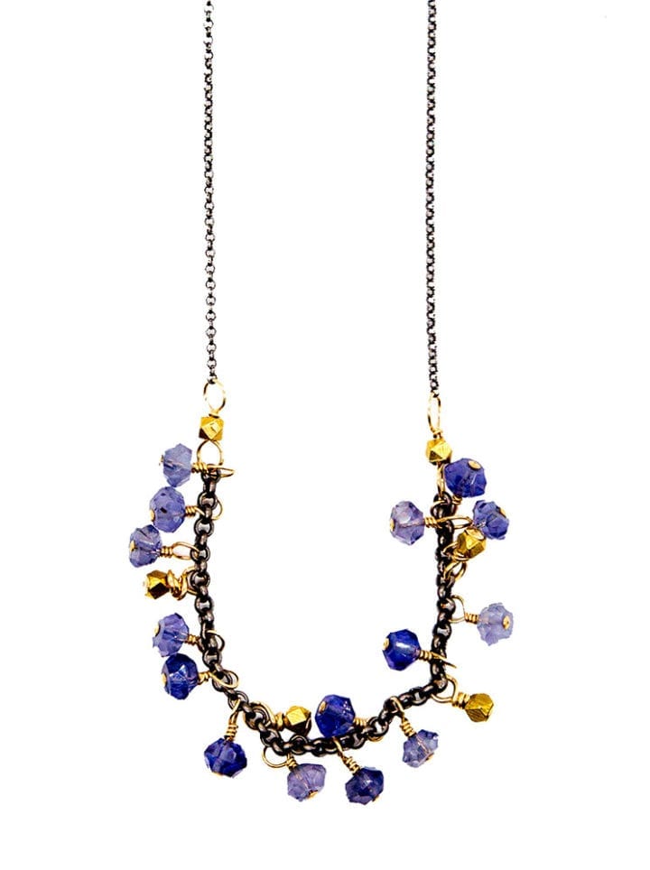 Iolite Rondelle Cluster Short Necklace