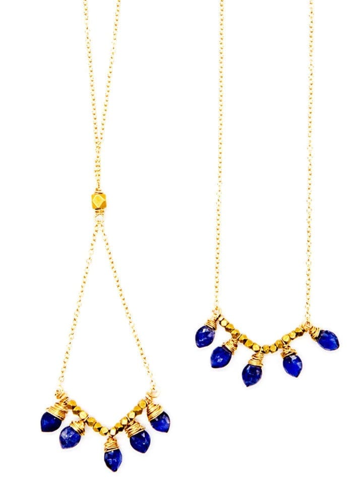 Iolite Leaf V Necklaces