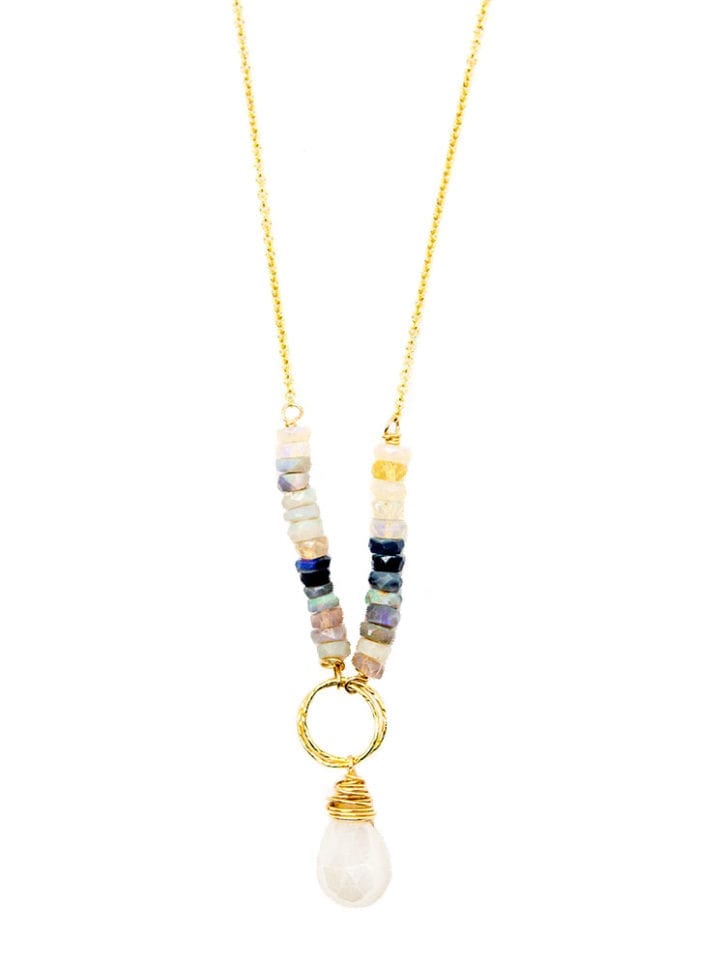 White Opal & Australian Opal Delicate Stardust Necklace