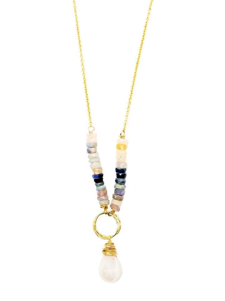 White Opal & Australian Opal Delicate Stardust Necklace