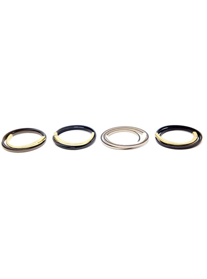 Thin Triple Wrap Leather Cuff Bracelet - Image 2