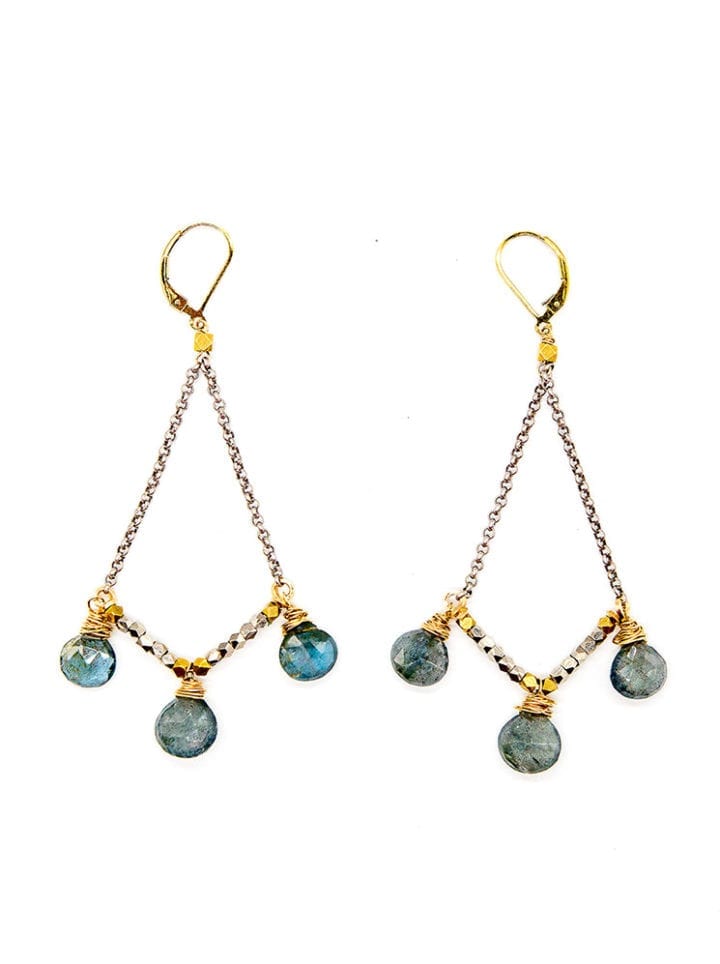 Moss Aquamarine Statement Swing Earrings