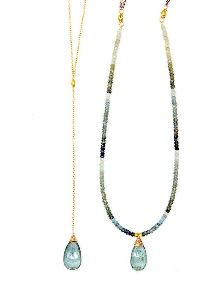 Moss Aquamarine Y Necklace & Strung Long Necklace