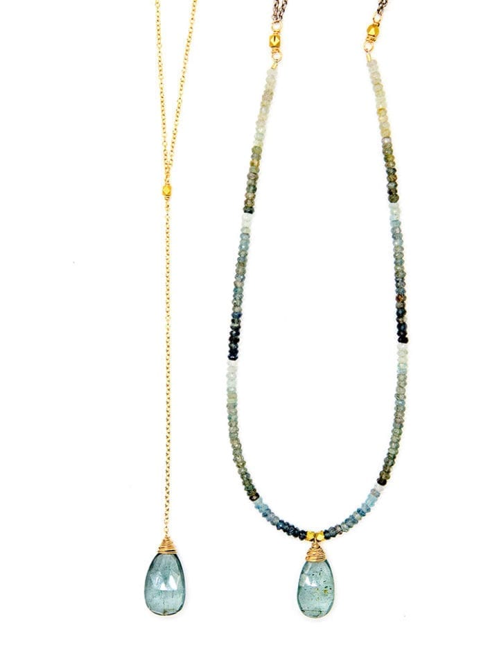 Moss Aquamarine Y Necklace & Strung Long Necklace