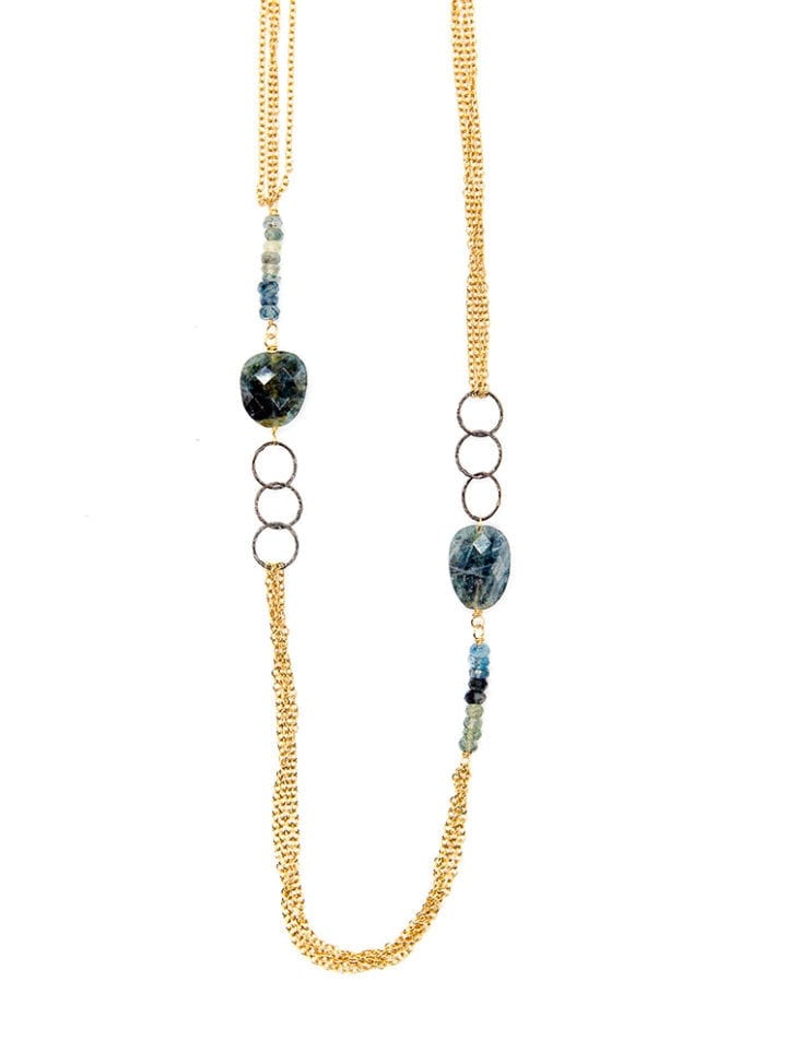 Moss Aquamarine XL Mixed Chain Necklace