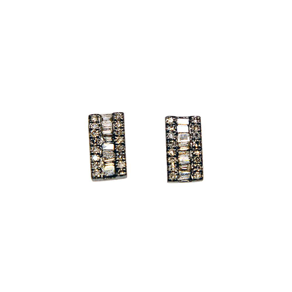 Baguette Diamond Bar Studs