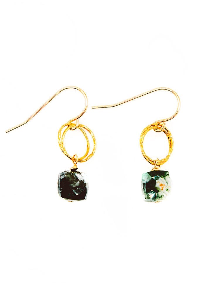 moss agate stardust drop earrings