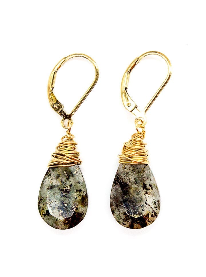 Moss agate tear drop earrings