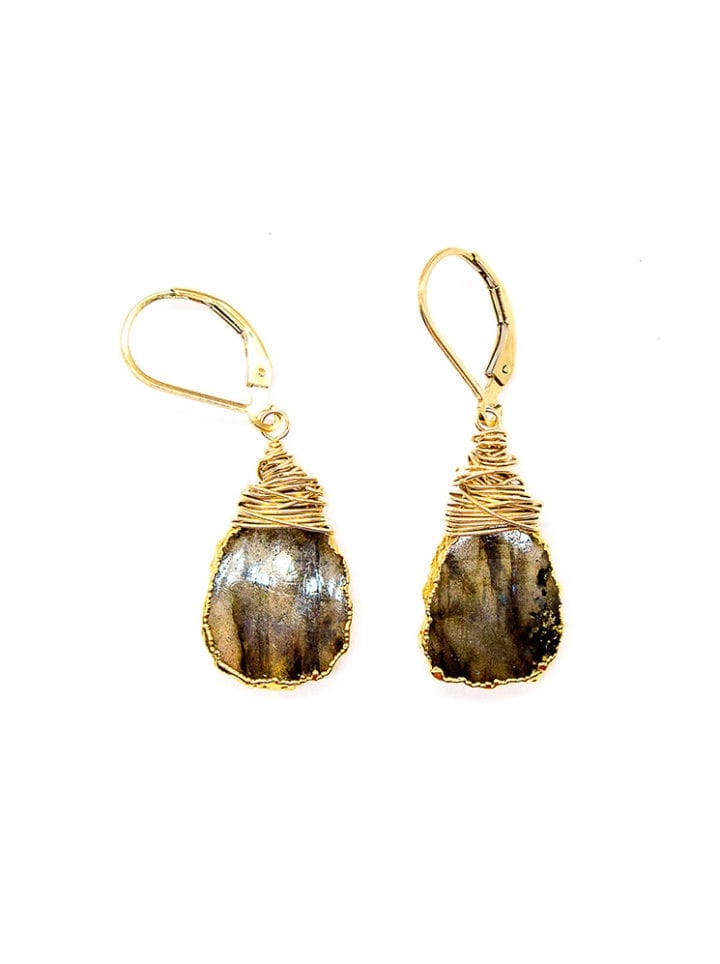 Labradorite Freeform Drop Earrings
