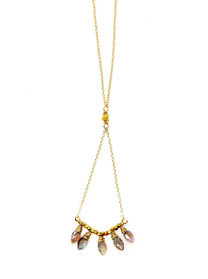 Labradorite V Statement Long Necklace