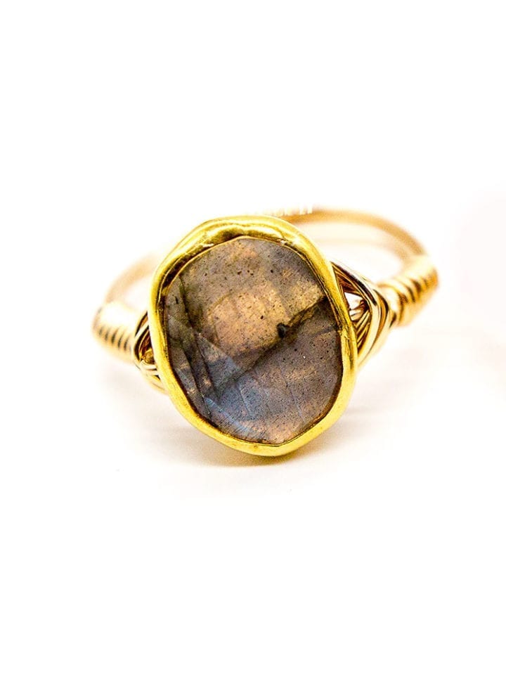 Labradorite Oval Wrapped Ring - Image 2