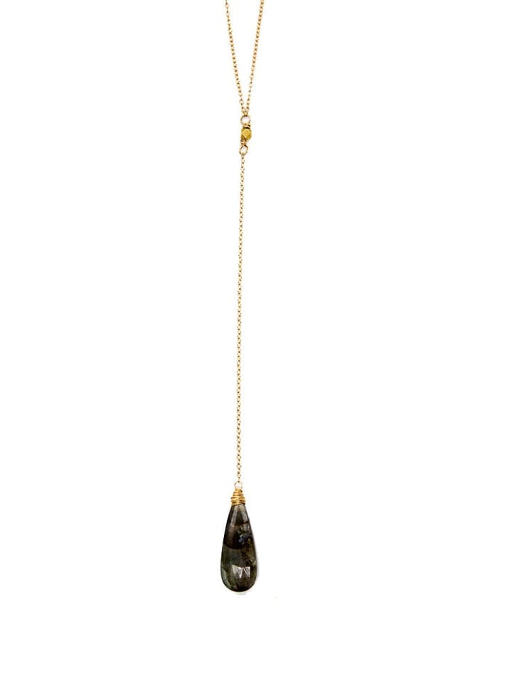 Labradorite Tear Long Y Necklace
