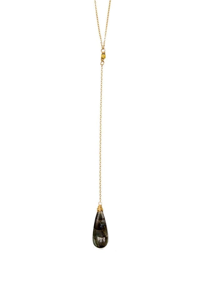 Labradorite Tear Long Y Necklace