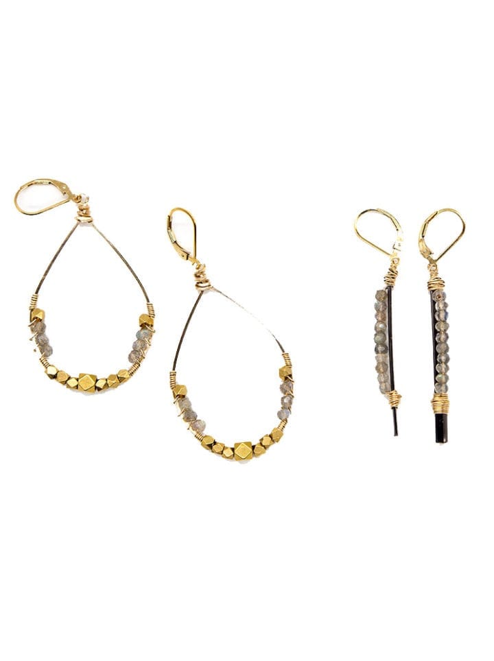 Labradorite Rondelle Earrings