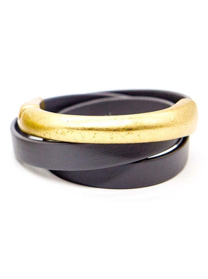 Thick Triple Wrap Leather Wrap Magnetic Clasp Bracelet - Image 4