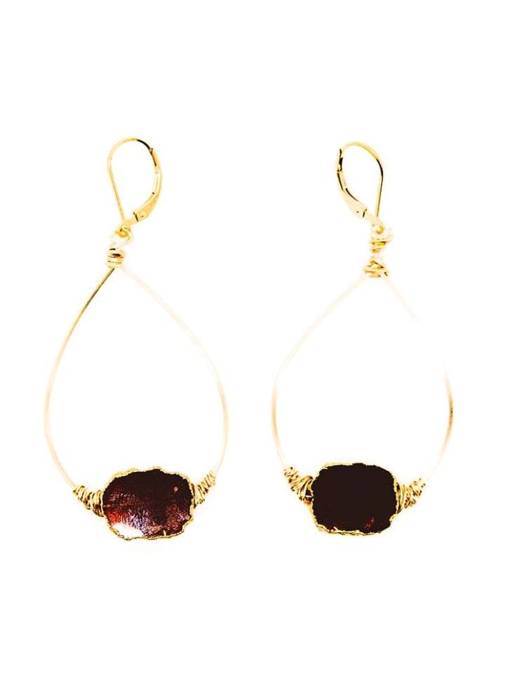 garnet slice freeform wrapped hoops