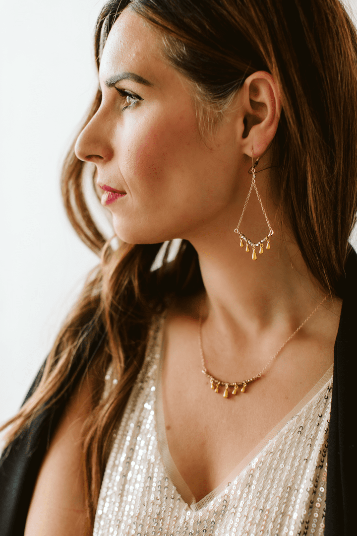 Gold & Silver Teardrop Swing Earrings - Image 4