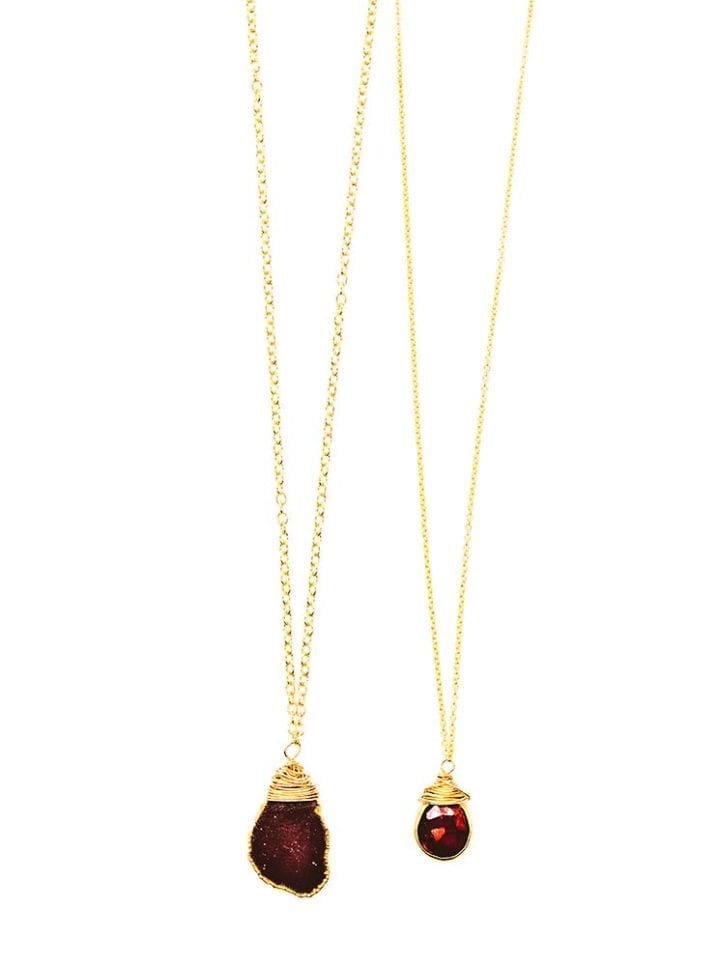 garnet slice and garnet tear deli necklace