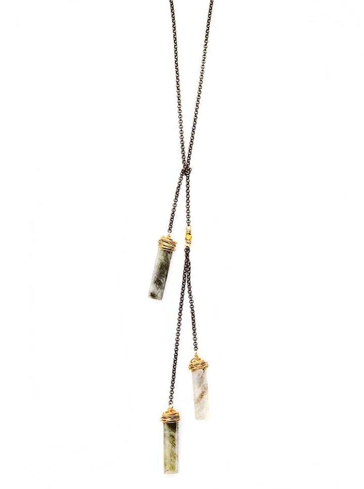 silverite triple rectangle lariat necklace