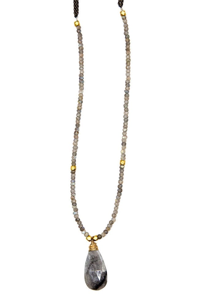 Silverite & Labradorite Strung Long Necklace