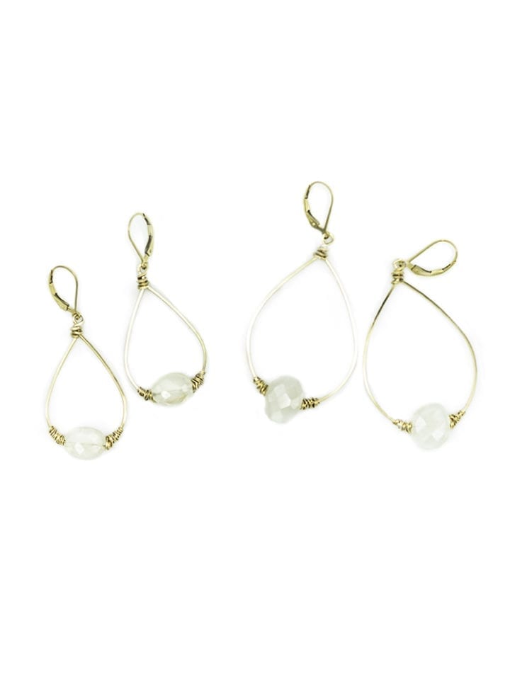 pearl chalcedony large and small wrapped hoops