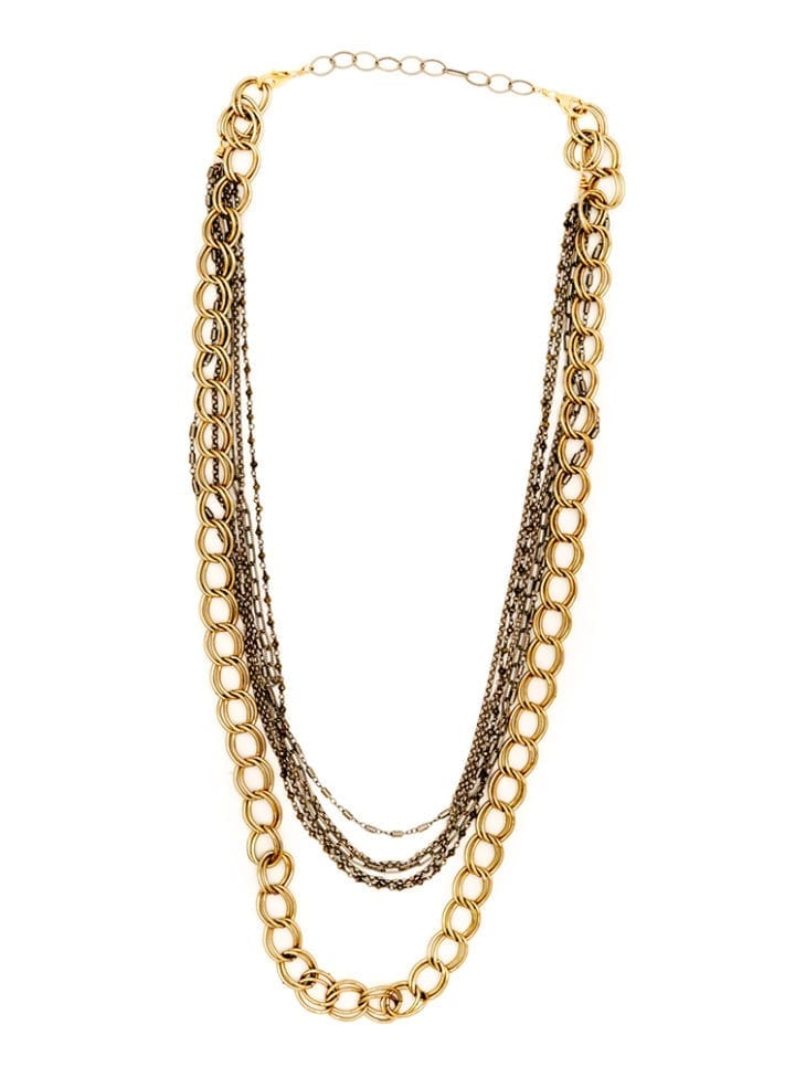 mixed chain double strand necklace