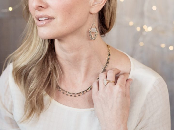 Pyrite Triple Strand Mixed Chain Necklace - Image 6