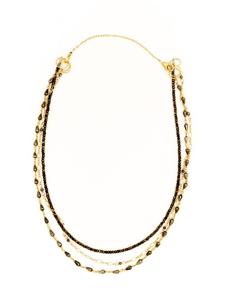 pyrite triple strand necklace