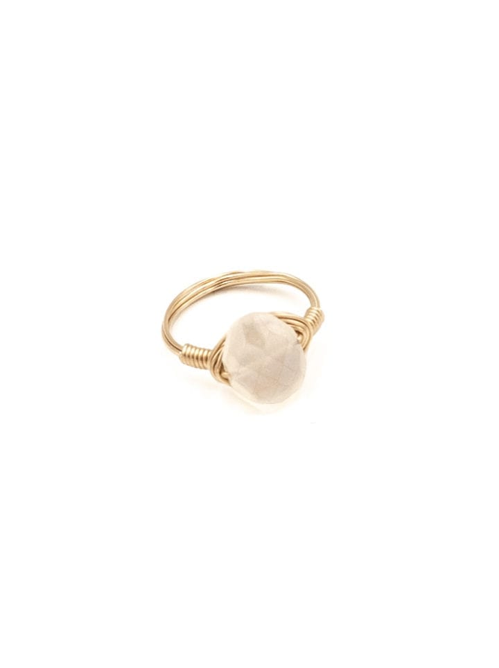 pearl chalcedony oval wrapped ring