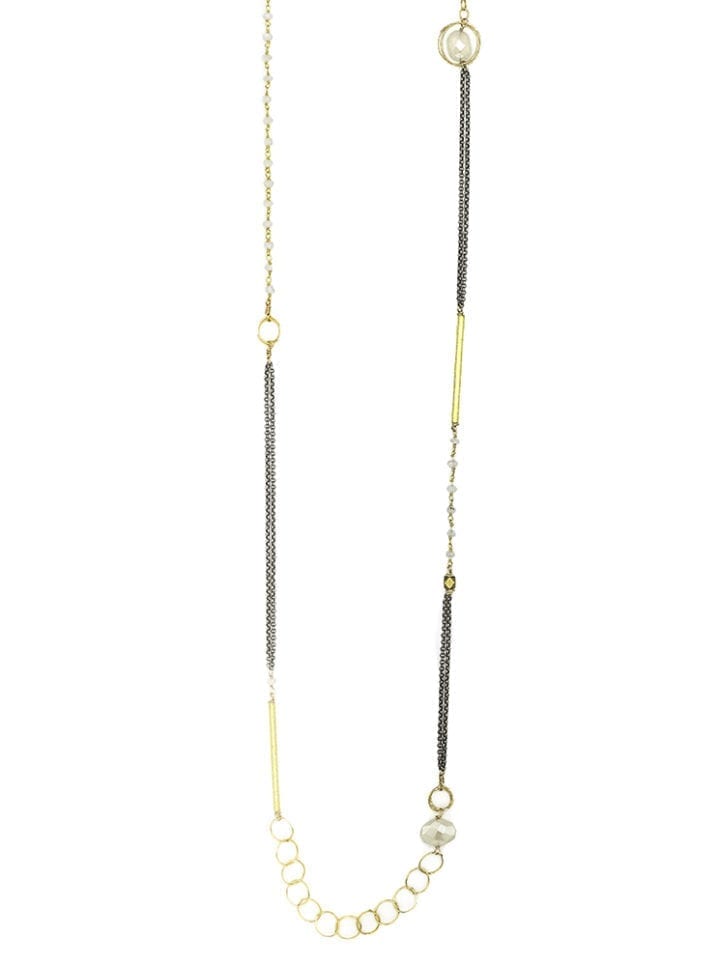 pearl chalcedony tl mixed chain necklace
